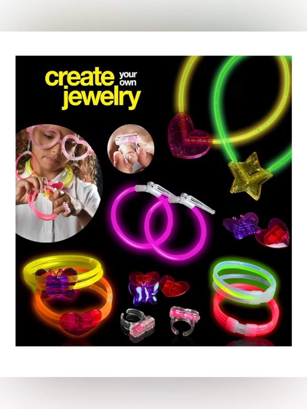 Create Your Own Jewelry Kids Glow Bracelet & Ring Kit - Multicolor
